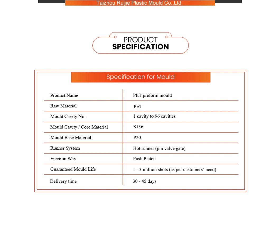 New Plastic Preform Pet Bottle Injection Mould Jar Mold on Sale